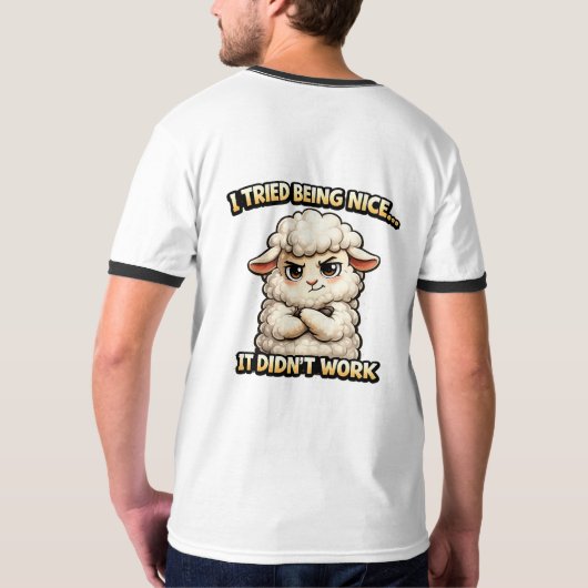 "I Tried Being Nice… It Didn’t Work" (Angry Sheep) Tシャツ (裏面フル)