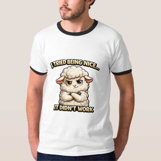 "I Tried Being Nice… It Didn’t Work" (Angry Sheep) Tシャツ (正面)