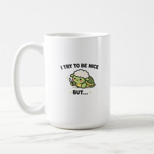 I Try To Be Nice But Cute Dark Humor Turtle mug コーヒーマグカップ (左)