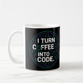 I Turn Coffee Into Code – Funny Progra コーヒーマグカップ (左)