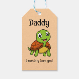 I Turtley Love You Daddy! Cute Father's Day Turtle ギフトタグ