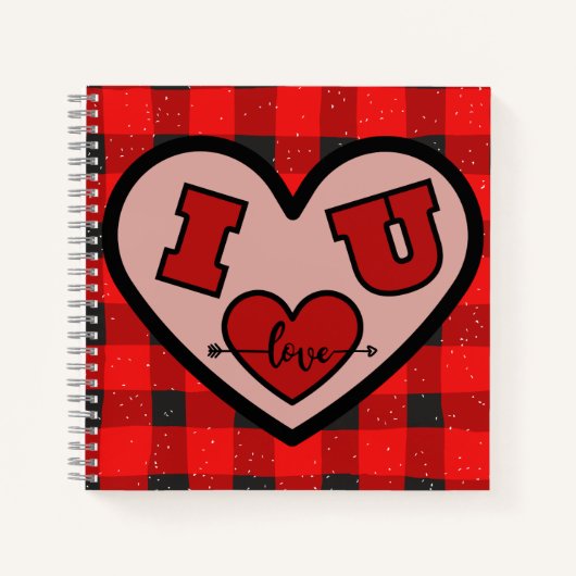 I ♥ U I Love You Buffalo Plaidスパイラルノート ノートブック (正面)