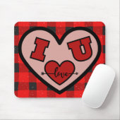 I ♥ U I Love You Buffalo Plaidマウスパッド マウスパッド (マウス)