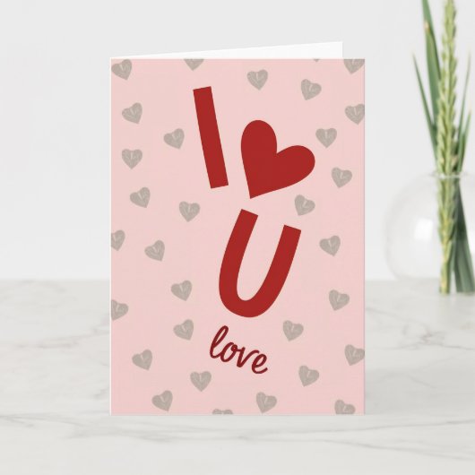 I U Love Hearts Pattern カード (正面)