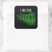 I UFOと信じエイリアンステッカー スクエアシール (バッグ)