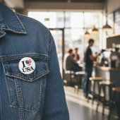 「I ❤️ USA」文ボタン 缶バッジ