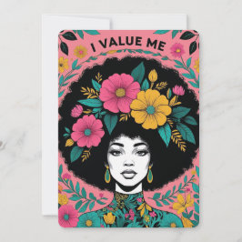 I Value Me Afro Floral Empowerment Art Design シーズンカード