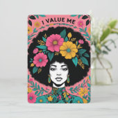 I Value Me Afro Floral Empowerment Art Design シーズンカード (スタンド正面)