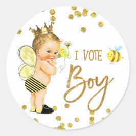 I VOTE BOY bee Genderゲームラベルを表示 ラウンドシール