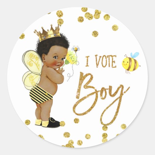 I VOTE BOY bee Genderゲームラベルを表示 ラウンドシール (正面)