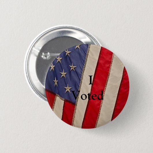 I Voted アメリカ国旗 缶バッジ (正面&裏面)