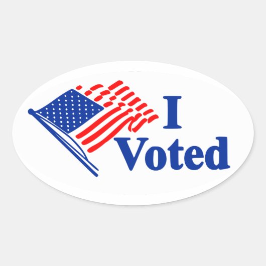 I Voted United States Flag Sticker 楕円形シール (正面)
