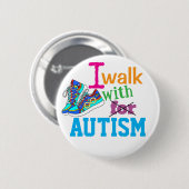I Walk With Autism- Autism Awareness Button 缶バッジ (正面&裏面)