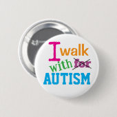 I Walk With Autism- Colorful Autism Awareness Pin 缶バッジ (正面&裏面)