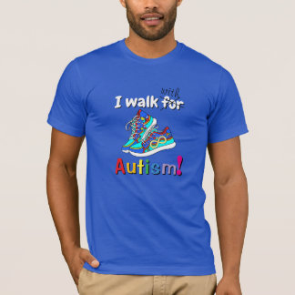 I Walk With Autism Colorful Walking Shoes T-Shirt Tシャツ