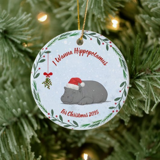 I Wanna Hippopotamus For Christmas ornament セラミックオーナメント (ツリー)