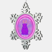 I Wanna Hippopotamus for Christmas - Purple スノーフレークピューターオーナメント (右)