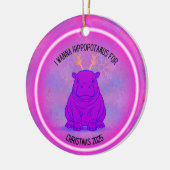 I Wanna Hippopotamus for Christmas - Purple セラミックオーナメント (左)