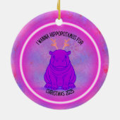 I Wanna Hippopotamus for Christmas - Purple セラミックオーナメント (裏面)