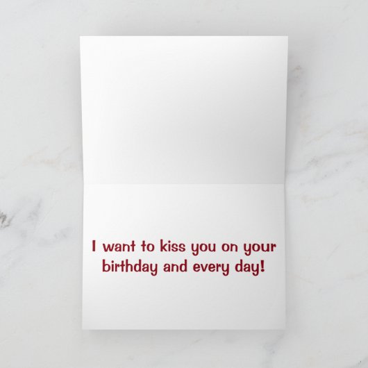 「I WANTイタリアン TO MAN U」(キスUを誕生日) カード (内部)