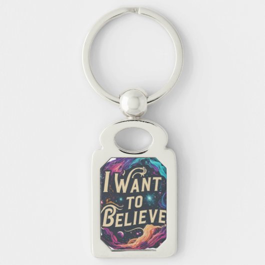 I want 信じ to - Rectangle Metal  Keychain キーホルダー (正面)
