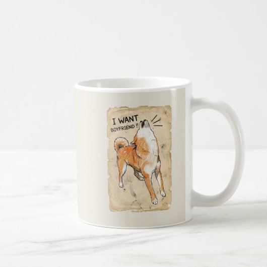 I Want a Boyfriend – Manifesting Shiba Inu Mug コーヒーマグカップ (右)