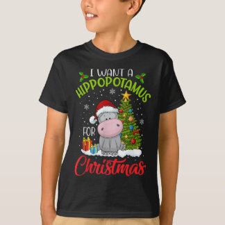i want a hippopotamus  christmas xmas hippo  kid tシャツ