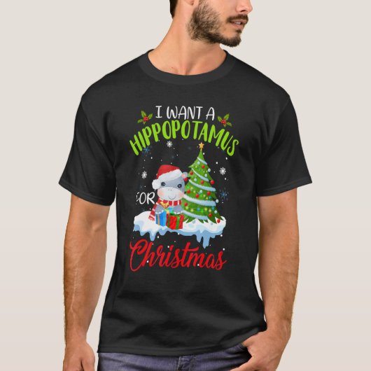 I Want A Hippopotamus For Christmas Hippo Xmas  Bo Tシャツ (正面)