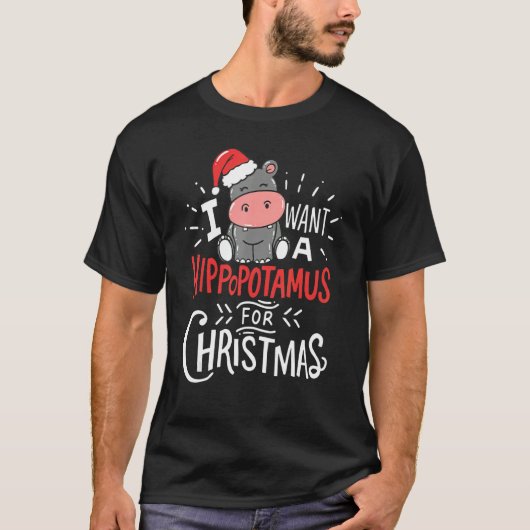 I Want A Hippopotamus For Christmas  Hippo Xmas Pa Tシャツ (正面)