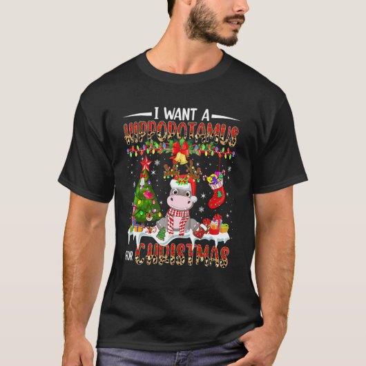 I Want A Hippopotamus For Christmas Santa Reindeer Tシャツ (正面)