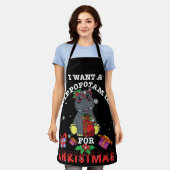 I Want A Hippopotamus For Christmas Xmas Hippos エプロン (着用した状態)