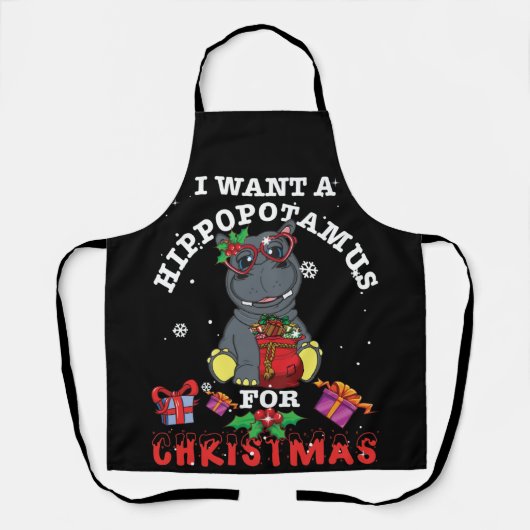 I Want A Hippopotamus For Christmas Xmas Hippos エプロン (正面)