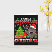 I Want A Hiptamus Christmas Funny Xmas Hip Lover  カード (黄色い花)