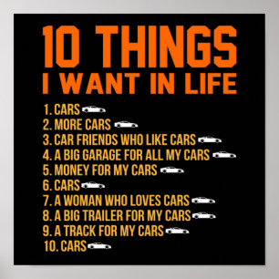 I Want Cars In Life Mechanic Auto Mechanics Work ポスター