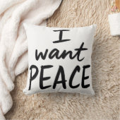 “I Want Peace”デザインスローピロー クッション (ブランケット)