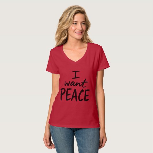 “I Want Peace” デザイン Tシャツ (正面フル)