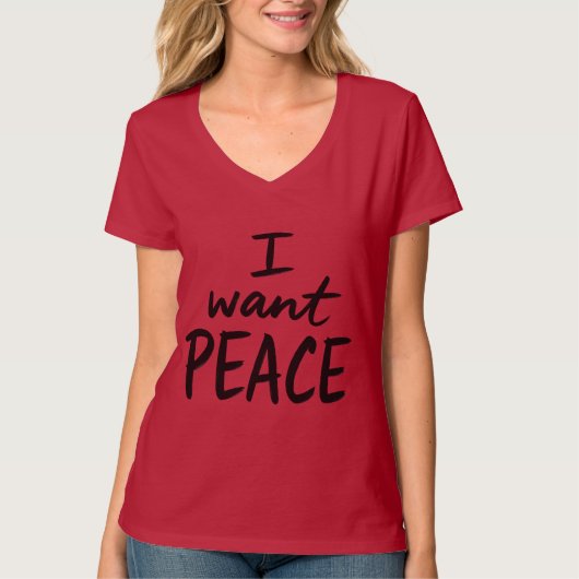 “I Want Peace” デザイン Tシャツ (正面)