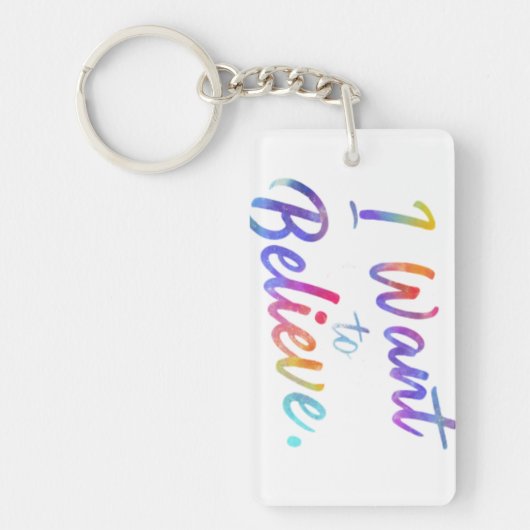 I want to -信じ Rectangle Keychain キーホルダー (正面)