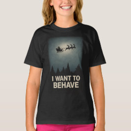 I Want to Behave ~ ヴィンテージ ダークサンタのシルエットT Tシャツ
