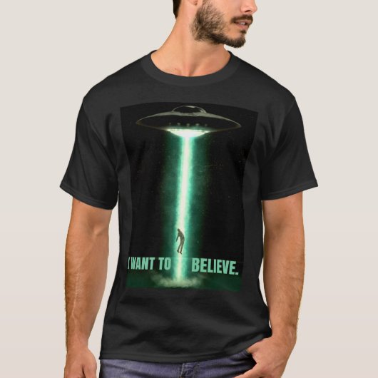 I Want To Believe Alien UFO Tシャツ (正面)