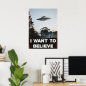 I Want To Believe UFO Retro Poster ポスター (ホームオフィス)