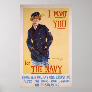 I Want You For The Navy World War I Recruiting ポスター