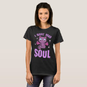 I Want Your Soul Funny Halloween Cute Black Cat Ba Tシャツ (正面フル)