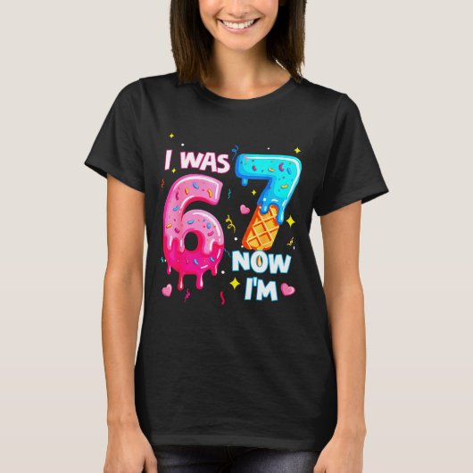 I Was 6 Now 7 7th Birthday Ice Cream Dripng Kids 6 Tシャツ (正面)