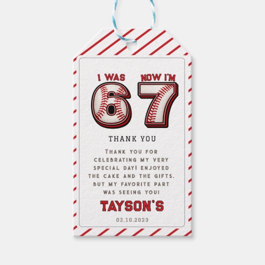 I Was 6, Now I’m 7 – Baseball 7th Birthday ギフトタグ (正面)