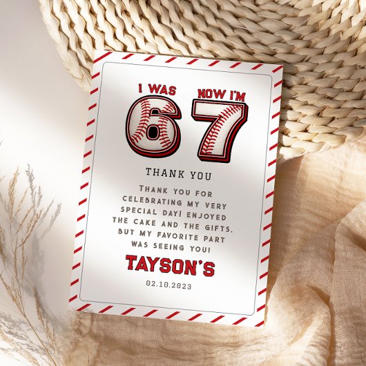 I Was 6, Now I’m 7 – Baseball 7th Birthday サンキューカード