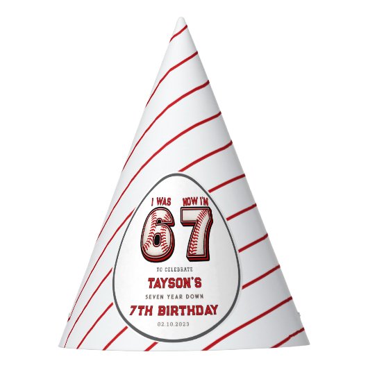 I Was 6, Now I’m 7 – Baseball 7th Birthday パーティーハット (正面)