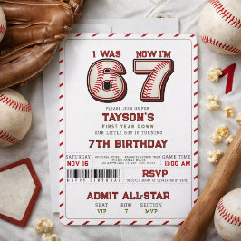 I Was 6, Now I’m 7 – Baseball 7th Birthday 招待状