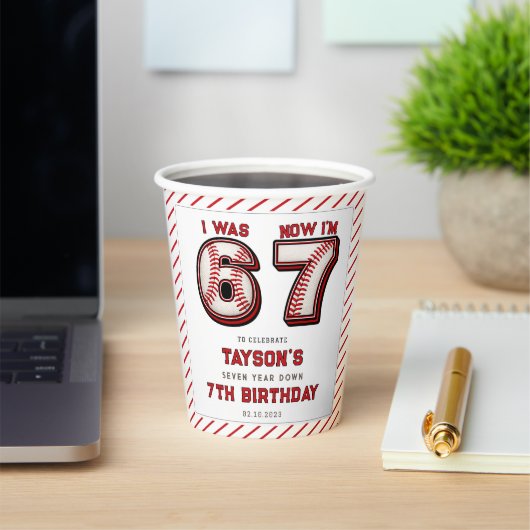 I Was 6, Now I’m 7 – Baseball 7th Birthday 紙コップ (インサイチュ)