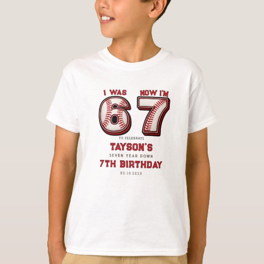 I Was 6, Now I’m 7 – Baseball 7th Birthday Tシャツ (正面)